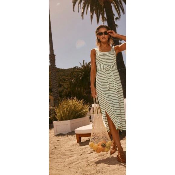 Rails Meg Stripe Tie Waist Cotton Dress - Size M - Picture 2 of 10